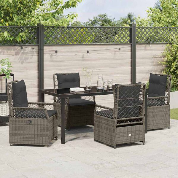 vidaXL Garten Essgruppe 5 pcs Grau Poly-Rattan