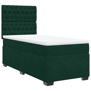 vidaXL Boxspringbett mit Matratze Dunkelgr&uuml;n 90x200 cm Samt