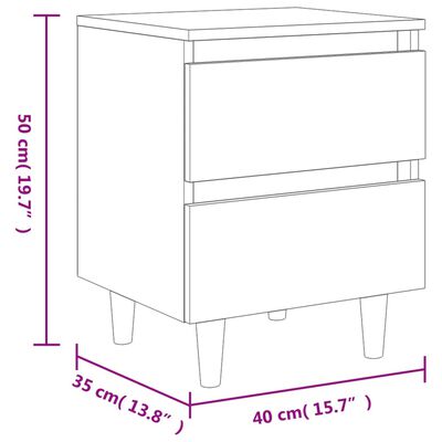 vidaXL Nachttisch mit Kiefernholz-Beinen Sonoma-Eiche 40x35x50 cm