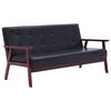 vidaXL Sofa 3-Sitzer Schwarz Kunstleder