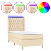 vidaXL Boxspringbett mit Matratze & LED Creme 90x200 cm Stoff