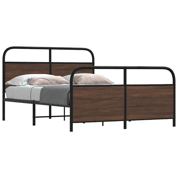 vidaXL Metallbett ohne Matratze Braun Eichen-Optik 137x190 cm