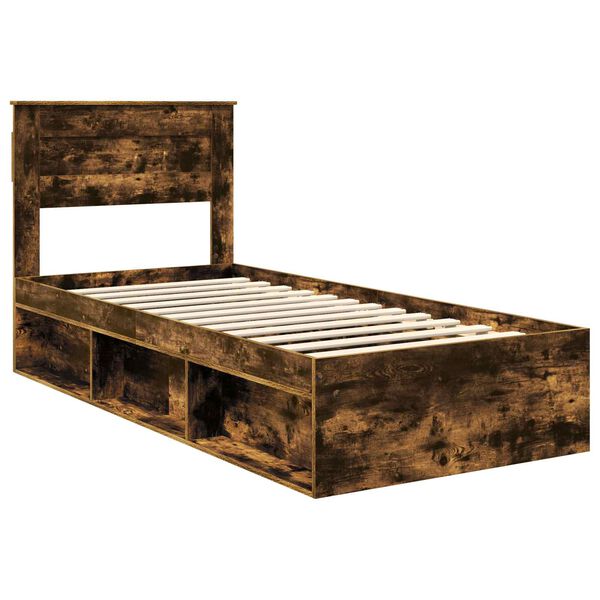 vidaXL Bettrahmen Ger&auml;ucherte Eiche 100 x 200 cm Massives Kiefernholz