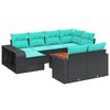 vidaXL 11-teiliges Gartensofa-Set mit Kissen, schwarzes Polyrattan