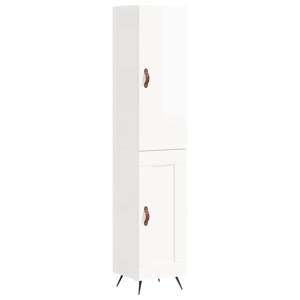 vidaXL Highboard Hochglanz-Wei&szlig; 34,5x34x180 cm Holzwerkstoff