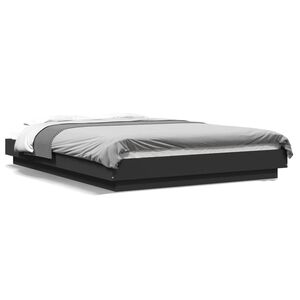 vidaXL Bettgestell mit LED Schwarz 120x190 cm Holzwerkstoff