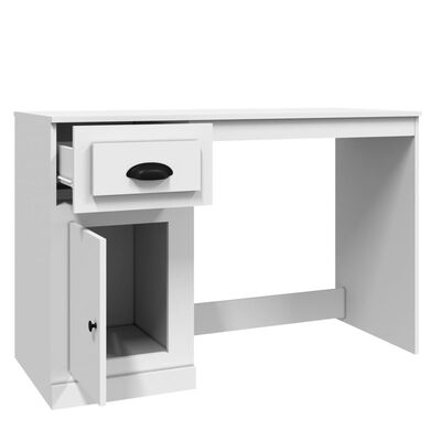 vidaXL Schreibtisch mit Schublade Hochglanz-Weiß 115x50x75 cm