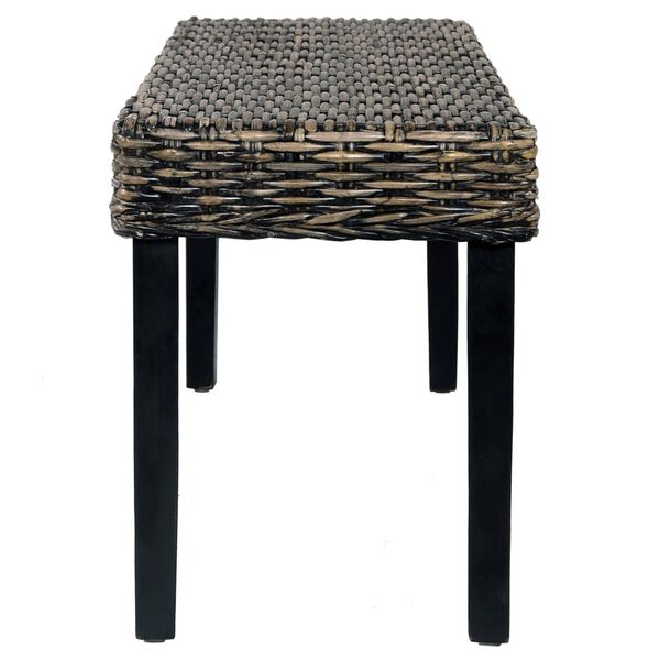 vidaXL Sitzbank 110 cm Schwarz Natur Kubu-Rattan und Massivholz Mahagoni