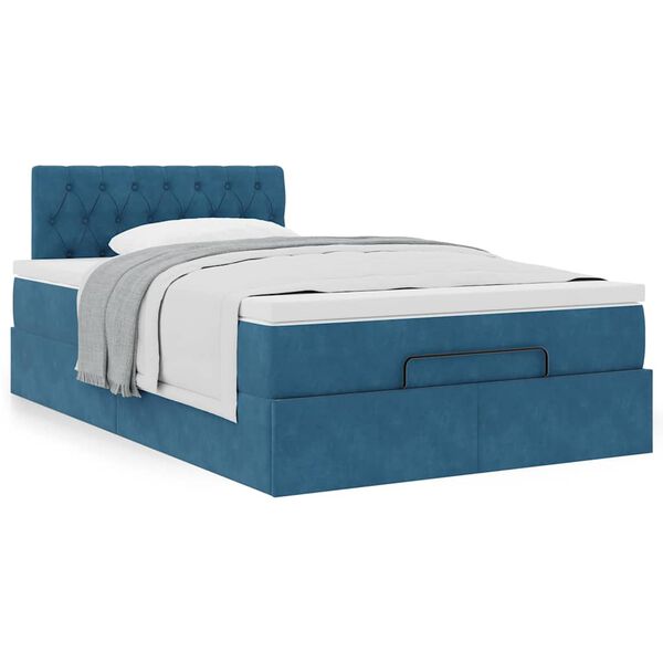vidaXL Ottoman-Bett mit Matratze Dunkelblau 120x200 cm Samt