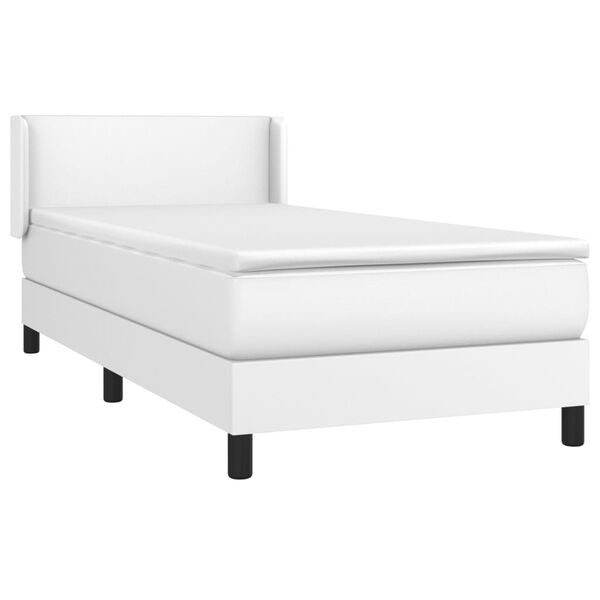 vidaXL Boxspringbett mit Matratze Wei&szlig; 90x190 cm Kunstleder