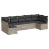 vidaXL 7-tlg. Garten-Sofagarnitur mit Kissen Hellgrau Poly Rattan