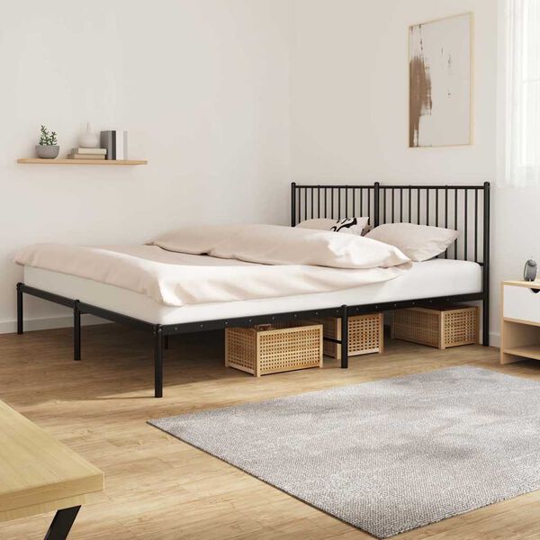 vidaXL Bettgestell mit Kopfteil Metall Schwarz 180x200 cm