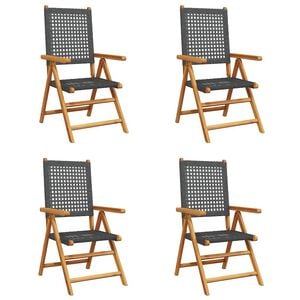 vidaXL Klappstuhl Verstellbar 4 Stk. Schwarz Poly Rattan Massivholz
