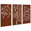 vidaXL 3-tlg. Garten-Wanddeko 105x55 cm Cortenstahl Baum-Design
