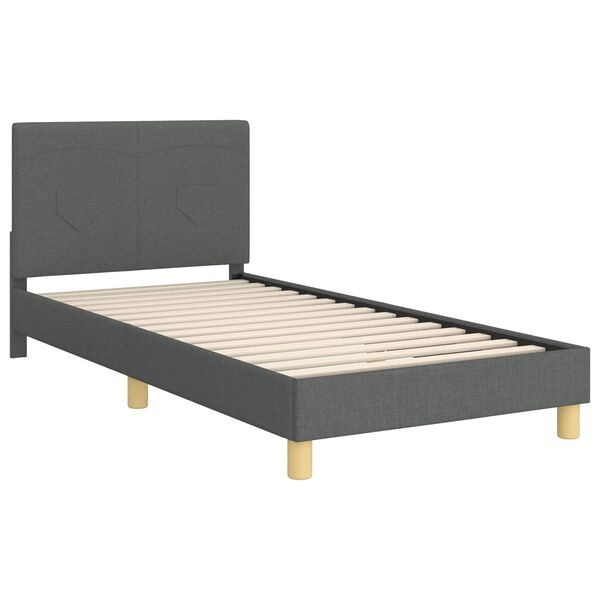 vidaXL Kinderbettgestell mit Kopfteil Dunkelgrau 80 x 200 cm Stoff