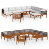 vidaXL 12-tlg. Garten-Lounge-Set mit Kissen Cremefarbenes Holz Akazie & Seil