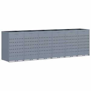 vidaXL Wagenm&uuml;llbeh&auml;lter f&uuml;r 6 Beh&auml;lter Hellgrau 408 x 77,5 x 121,5 cm