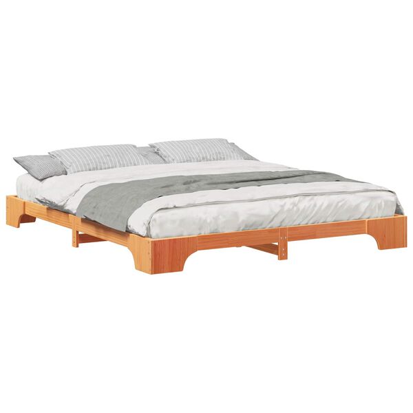 vidaXL Bettrahmen Braun 200 x 210 cm Massives Kiefernholz