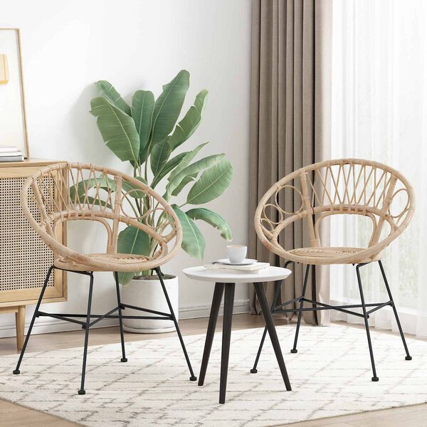 vidaXL Esszimmerstuhl 2 pcs Natur 49 x 51 x 81 cm Rattan und Eisen