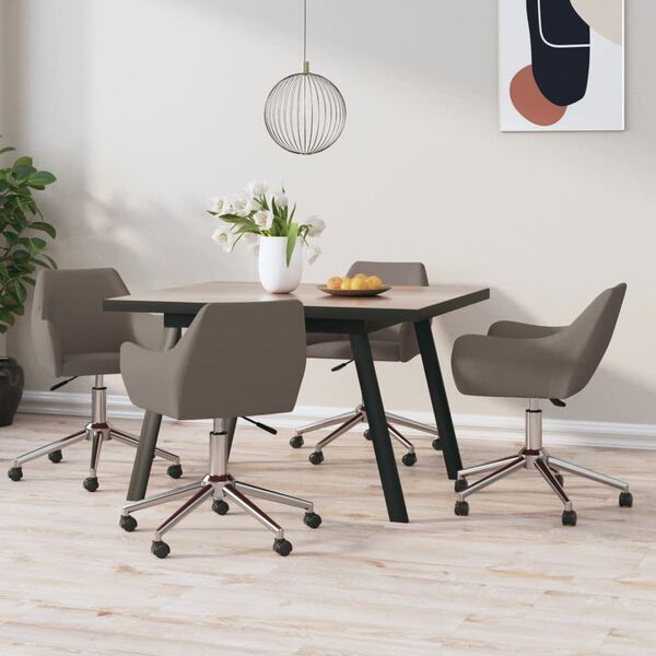 vidaXL Esszimmerst&uuml;hle 4 Stk. Drehbar Taupe Stoff