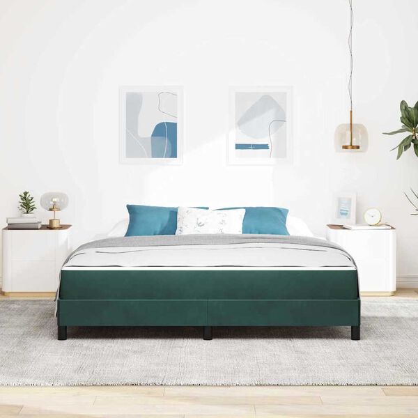 vidaXL Boxspringbett mit Matratze Dunkelgr&uuml;n 180 x 210 cm Stoff