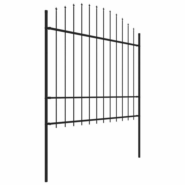 vidaXL Gartenzaun mit Speerspitze Stahl 714,5 x 175 cm Schwarz
