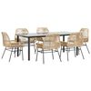 vidaXL 7-tlg. Garten-Essgruppe mit Kissen Braun Poly Rattan Glas