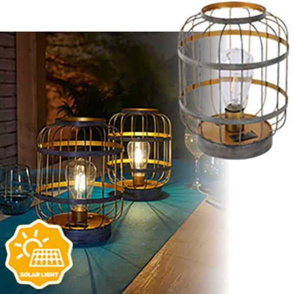 Luxform Garten-Tischlampe Solar LED Cambridge Grau und Golden