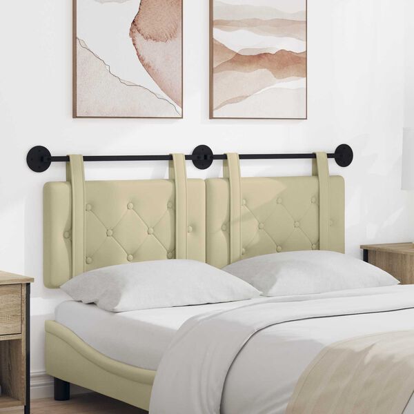 vidaXL H&auml;ngevorderseite Wandmontiert Creme 130 x 55 x 5 cm Kunstleder