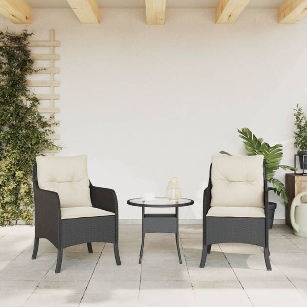 vidaXL Gartenst&uuml;hle mit Kissen 2 Stk. Schwarz Poly Rattan
