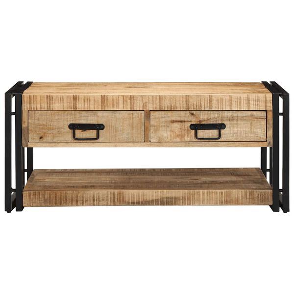 vidaXL Couchtisch 90x50x38 cm Raues Massivholz Mango