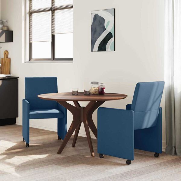 vidaXL Esszimmerst&uuml;hle mit Rollen 2 pcs Blau 57 x 66 x 94 cm Stoff