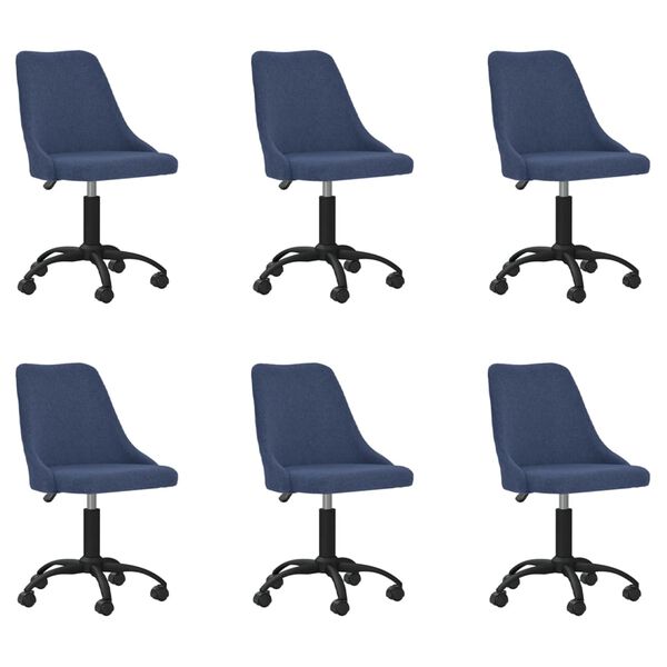 vidaXL Esszimmerst&uuml;hle 6 Stk. Drehbar Blau Stoff