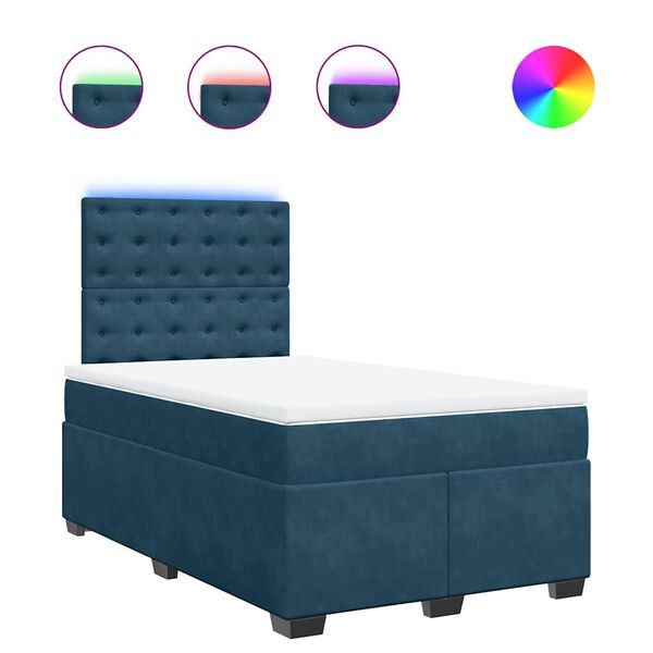 vidaXL Boxspringbett mit Matratze Blau 120x200 cm Samt