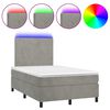 vidaXL Boxspringbett mit Matratze & LED Hellgrau 120x200 cm Samt