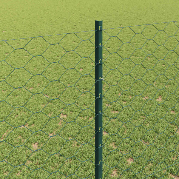 vidaXL Zaun mit Pfosten Gr&uuml;n 1,5 x 100 m Stahl und PVC