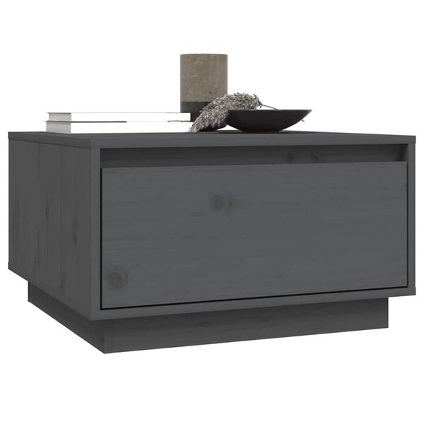 vidaXL Couchtisch Grau 55x56x32 cm Massivholz Kiefer