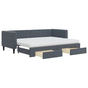 vidaXL Tagesbett Ausziehbar mit Schubladen Dunkelgrau 80x200 cm Samt