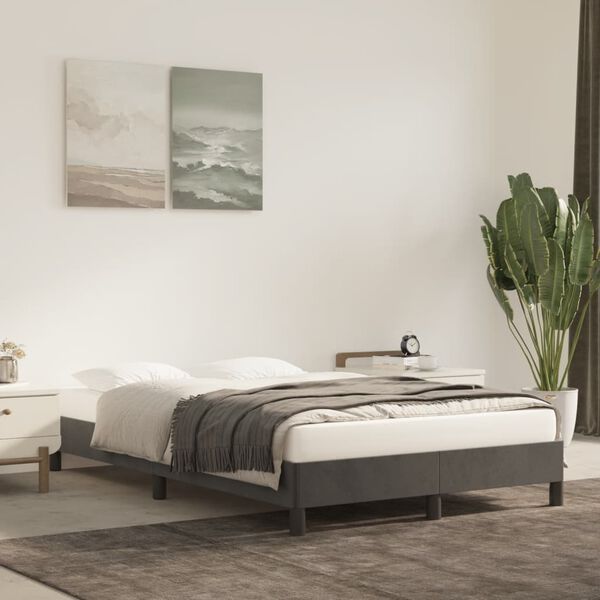 vidaXL Bettgestell ohne Matratze Dunkelgrau 120x190 cm Samt