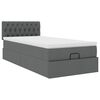 vidaXL Ottoman-Bett mit Matratze & LEDs Dunkelgrau 90x190 cm Stoff