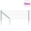 vidaXL Zaun mit Pfosten Gr&uuml;n 0,4 x 50 m Stahl und PVC