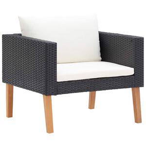 vidaXL 1-Sitzer-Gartensofa mit Auflagen Poly Rattan Schwarz