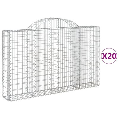 vidaXL Gabionen mit Hochbogen 20Stk. 200x30x120/140cm Verzinktes Eisen