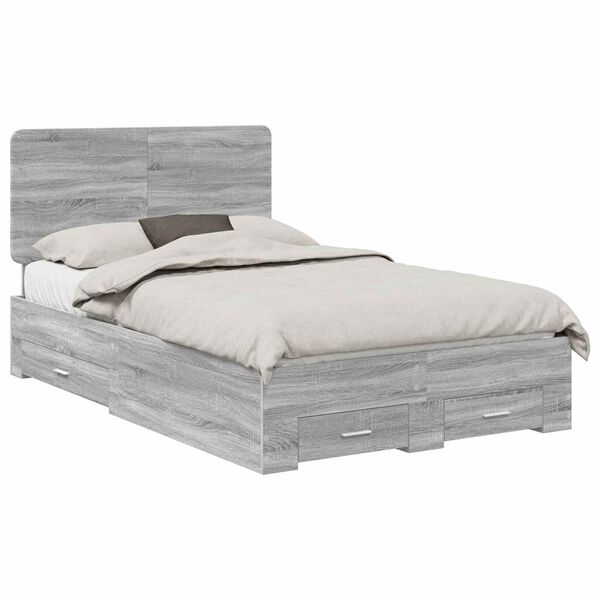 vidaXL Bettrahmen Graues Sonoma 120 x 190 cm Holzwerkstoff
