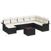vidaXL Garten-Sofa-Set mit Kissen 9 pcs Schwarz Poly Rattan