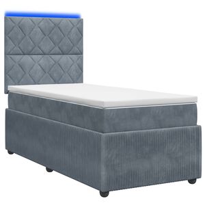 vidaXL LED Boxspringbett mit Matratze Dunkelgrau 80 x 200 cm Samt