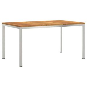 vidaXL Esstisch 150x90x75 cm Massives Akazienholz und Edelstahl