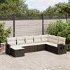vidaXL 8-tlg. Garten-Sofagarnitur mit Kissen Braun Poly Rattan