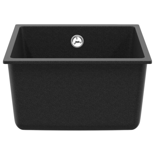 vidaXL Waschbecken Schwarz 370 x 460 mm 80% Quarz und 20% Harz