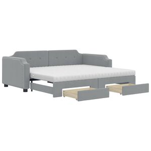 vidaXL Tagesbett Ausziehbar mit Schubladen Hellgrau 80x200 cm Stoff